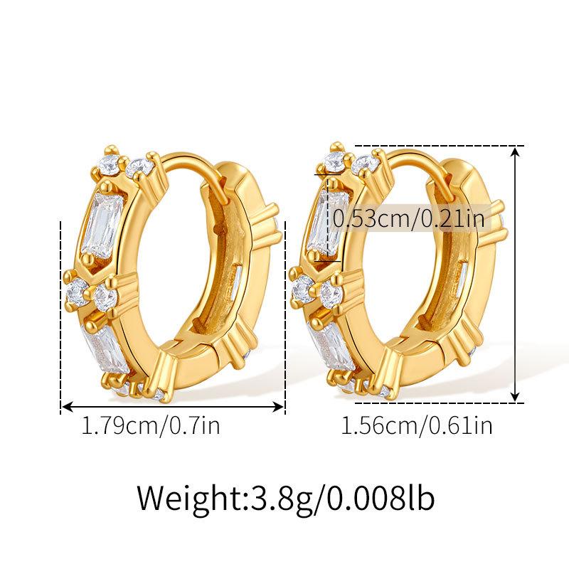 Luxury Style 18k Gold Plated Ear Buckles Zirconia Inlaid Daily Earrings