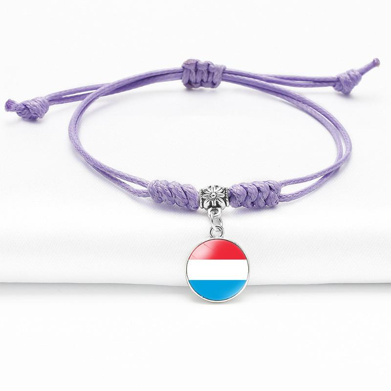Purple Stylish Unisex Charm Bracelet With European Country Flags Length Adjustable