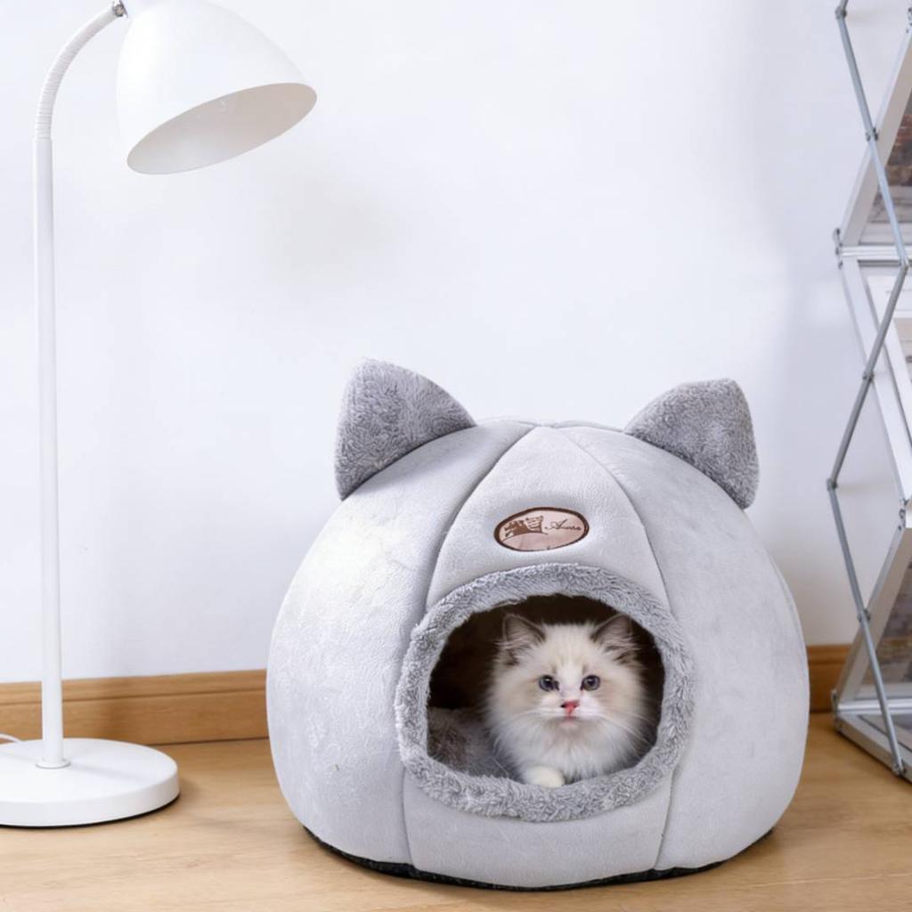Semi-enclosed Small Dog House Breathable Soft Cute Kitten Basket Lightweight Plush Cat Nest Comfortable Removable Cozy Pets Bed