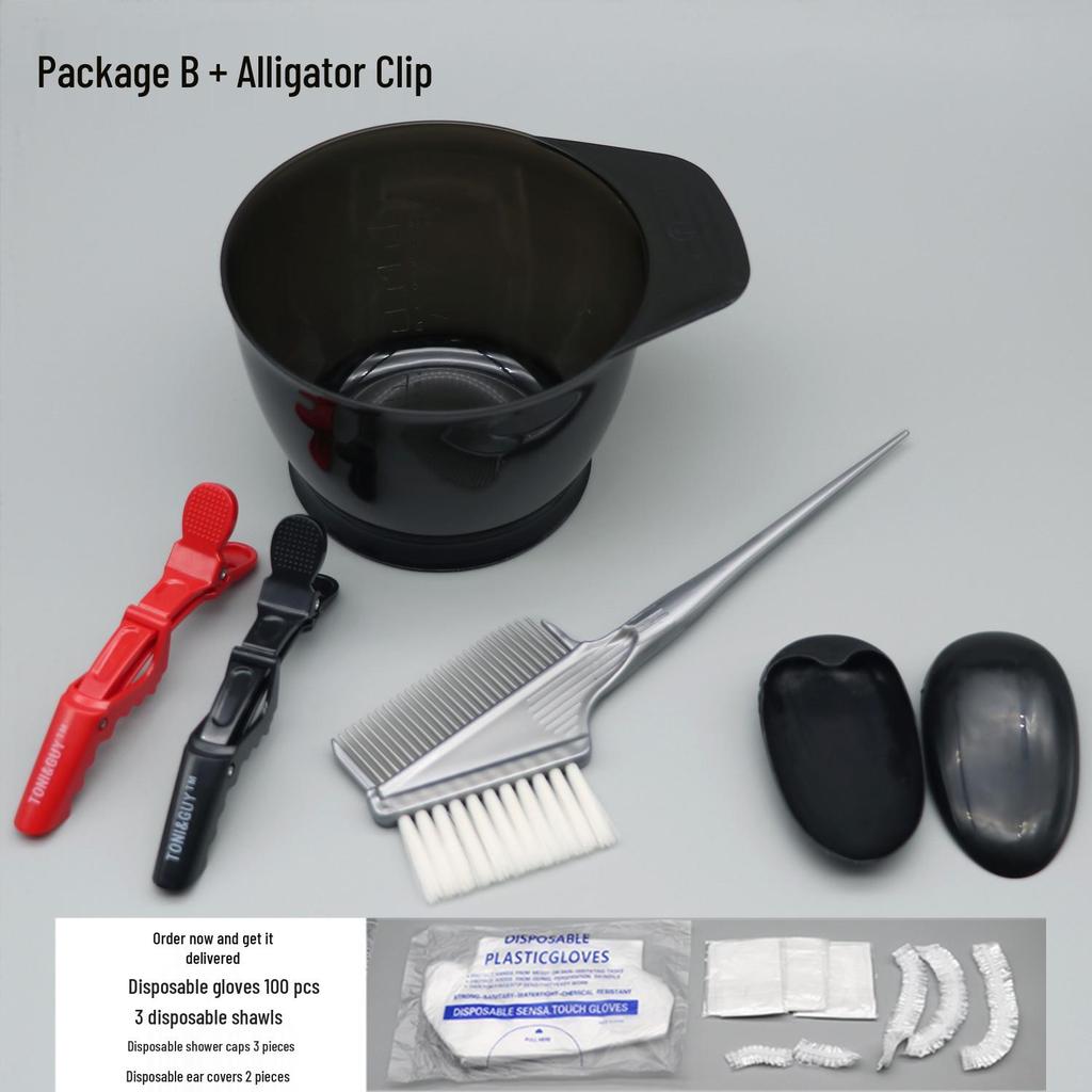 Kit de coloration capillaire: Châle, Bol de teinture, Peigne, Brosse douce, Cache-oreilles, Articles professionnels pour cheveux.