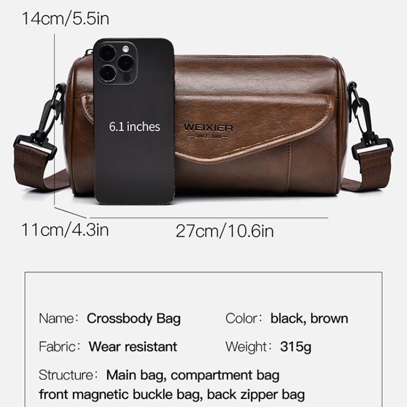 New Men's Shoulder Bag Cylindrical Shape Fashionable Crossbody Bag Large Capacity Designer with Minimalist Style Side Backpack