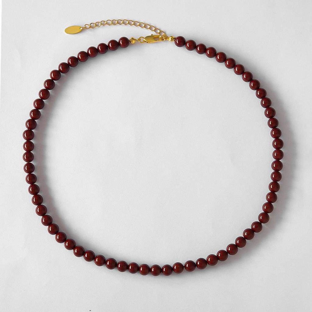 Festive Red Pearl Clavicle Necklace - Winter Encore Collection