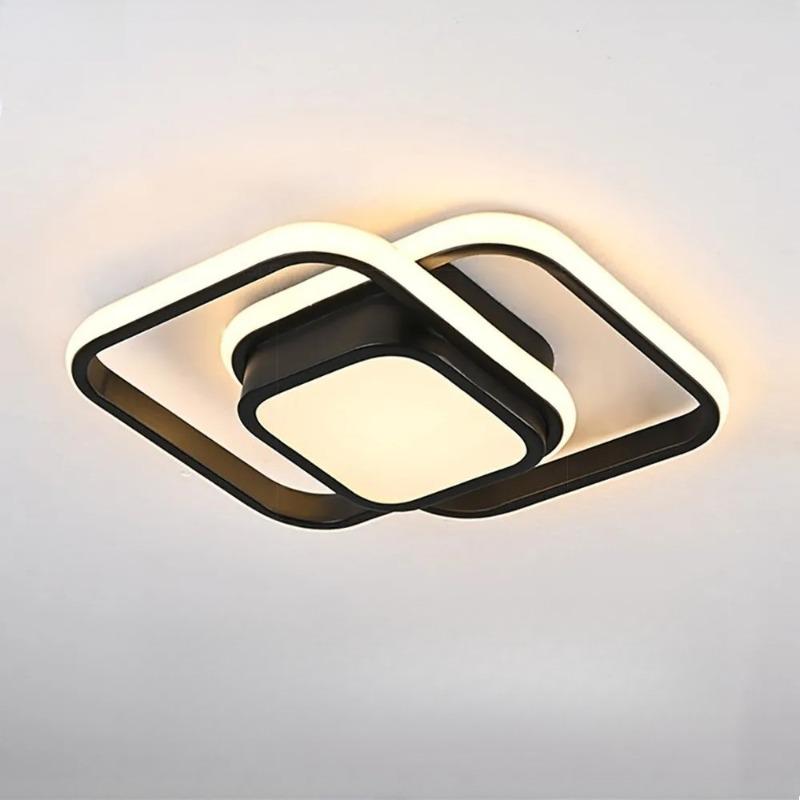 LED Ceiling Light Fixture 4500K Modern Black Square Close to Ceiling Lamp for Bathroom Bedroom Kitchen Balcony Stair Hallway Lighting
