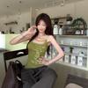 Dopamine Spice Girls Bead String Decorative Letter Printed Suspender Vest Spring and Summer New Design Slim Top