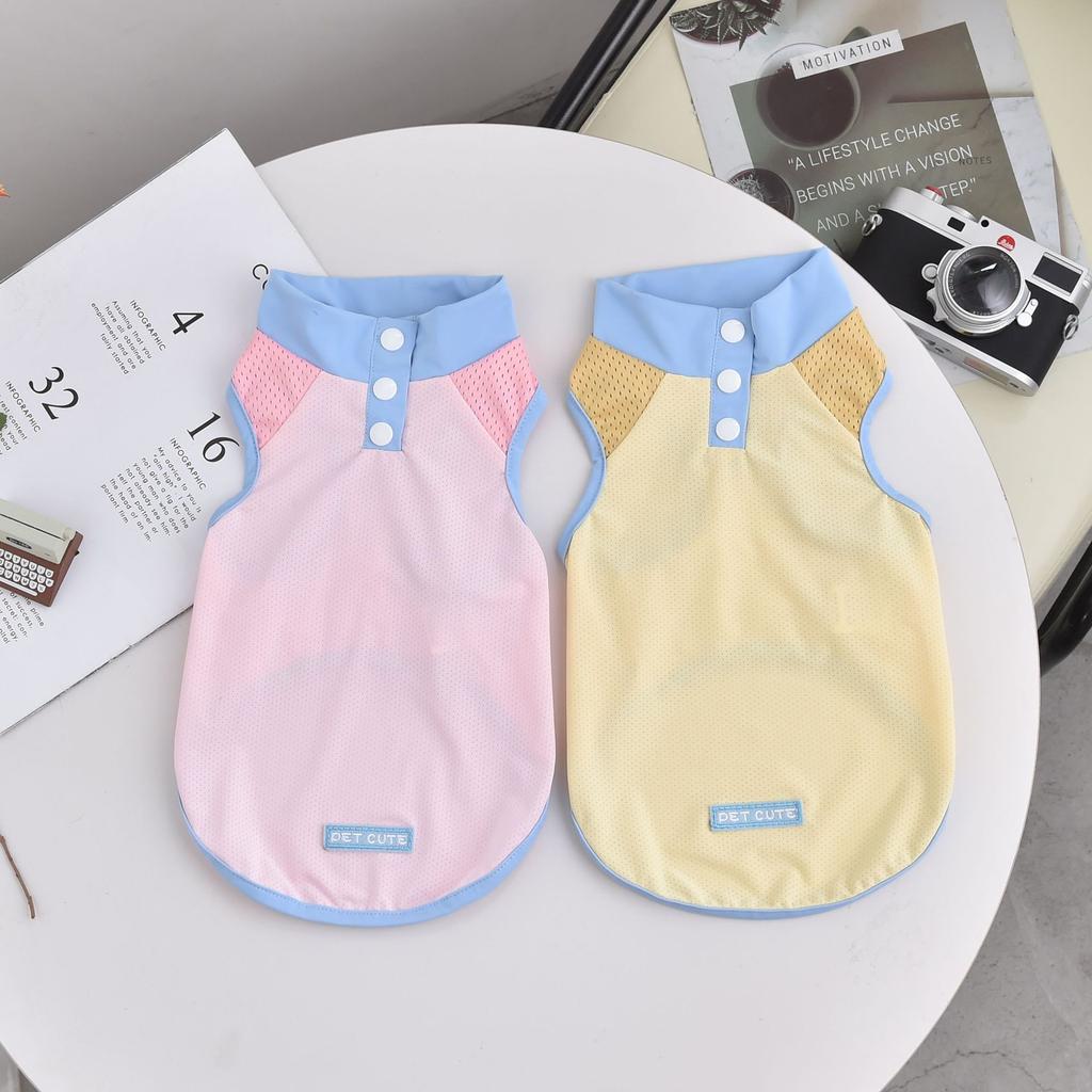 Spring and Summer Pet High Neck Cool Vest Cute Contrasting Color Patchwork Clothes Breathable Sunscreen Puppy Clothes