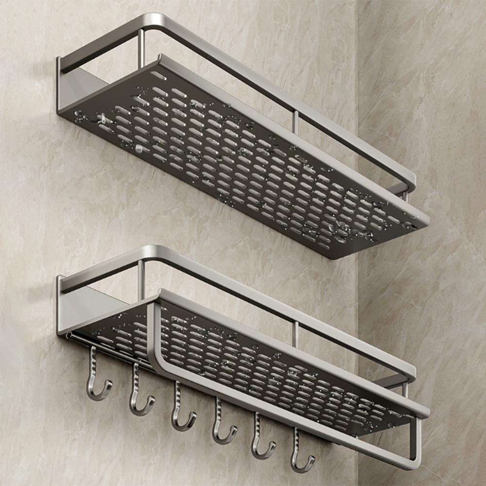40cm Bathroom Storage Rack Wall Mounted Ventilated Draining Basket No Drill Organizer For Toiletries