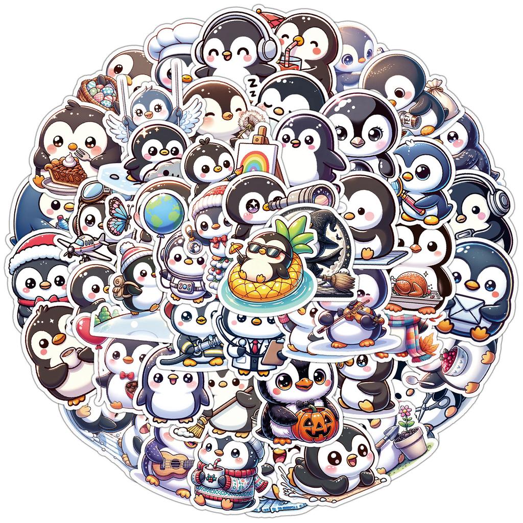 50 Ins Wind Penguin Stickers Mobile Suitcase Waterproof Decorative Stickers Children's Hand Account Stickers