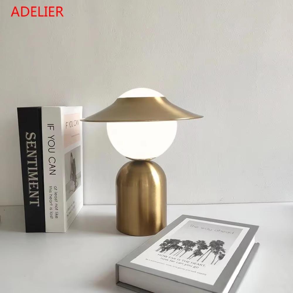 ADELIER Nordic Glass Ball Led Table Lamp Gold Metal Table Light Home Decor Living Room Bedside Lamp Study Desk Lamp Book Light