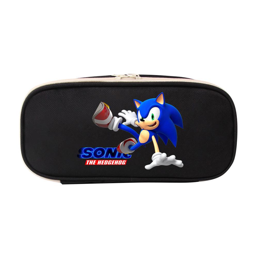 Sonic The Hedgehog Student Pencil Case Canvas Large Capacity Zipper Pen Bag For School Supplies And Teen Gift