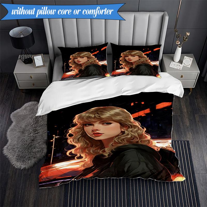 3-teiliges Taylor Music Lover Artwork Bettwäsche-Set, inklusive 1 Bettbezug und 2 Kissenbezügen. Perfekt für Schlafzimmer, Wohnheim, Weihnachtsgeschenk für Fans