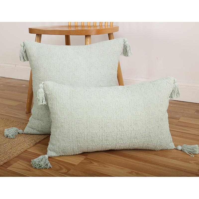 

30x50/45x45cm Simple Knitted Tassel Throw Pillowcase Cojines Home Pure Color Fabric Sofa Cushion Cover Headboard Pillow Covers 30x50cm