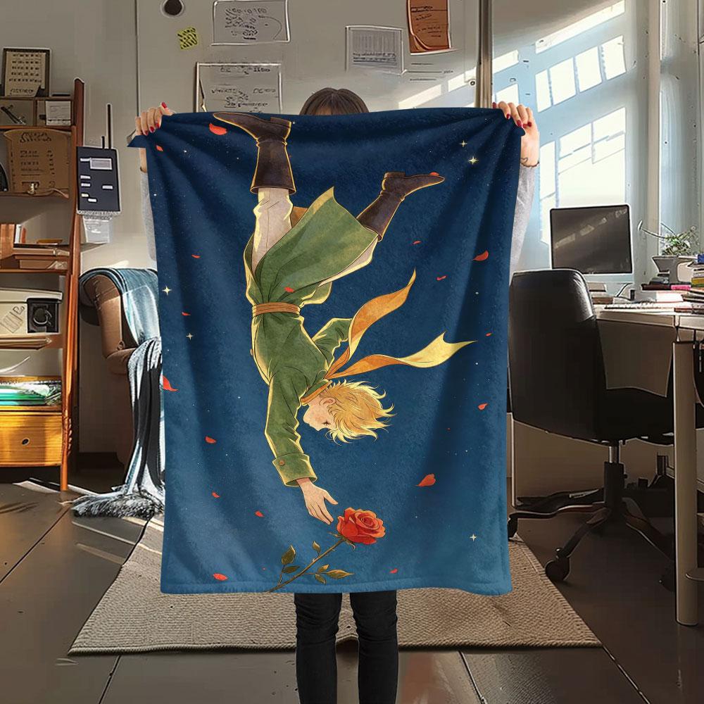 1PC Little Prince Rose Blanket, High quality Comfortable for All Seasons, Home Decor, Warmth and Comfort