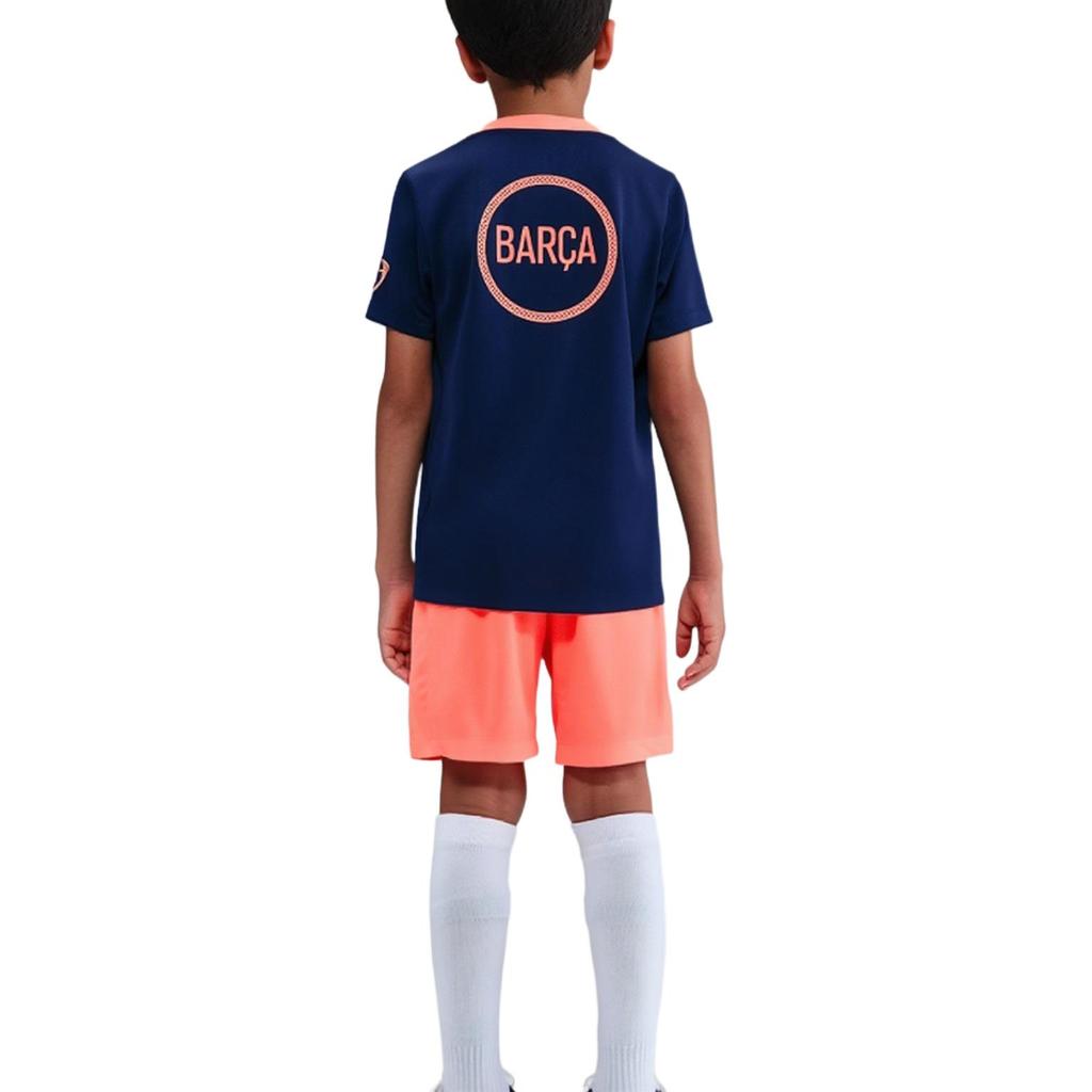 Nike Vaikų greitai džiūstantis marškinėlis Academy Pro Trečia serija Dri-FIT Barcelona Priešrungtyninis futbolo patogus trumpomis rankovėmis vaikų viršus HM4185-411
