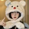 Cute Snowman Hat With Bow Thickened Lei Feng Hat Autumn And Winter Hat Neck Warmer Ear Flap Hat Cute Pullover Hat
