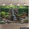 2D Natural Garden Waterfall Backdrop with Potted Plants for Outdoor Decor