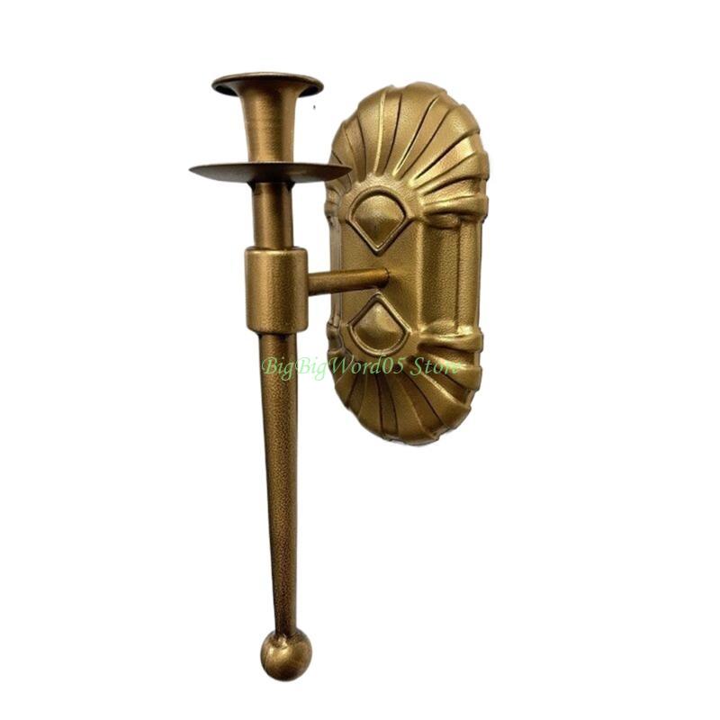 24TE Luxurious Iron Wall Sconce Metal Holders European Vintage Styles Hanging Candlestick for Party Gatherings Decors