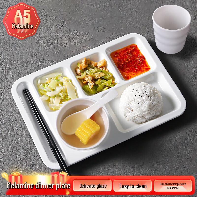 Commercial Melamine 6-Compartment Meal Tray