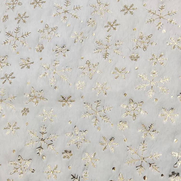 150x200cm/50x50cm PV Velvet Gilded Snowflake Velvet Fabric For Christmas Decoration Women's Hoodie Handmade DIY Sewing Cloth