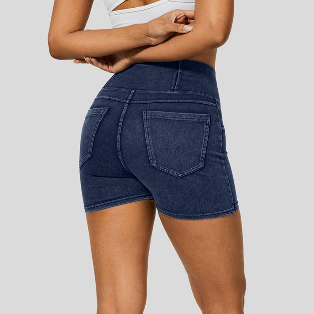 Damenmode Lässig Sommer Cross High Waist Denim Yoga Drei Hosen Shorts