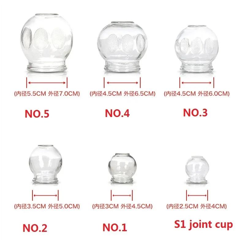 6/12pcs Thickened Glass Chinese Vacuum Cupping Set Acupuncture Massage Cup Therapy Explosion-proof Glass Cupping Gift Set