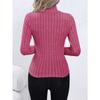 Solid Color Faux Neck Ribbed T-Shirt, Elegant Long Sleeve Slim Fit Hundred Tops for Women