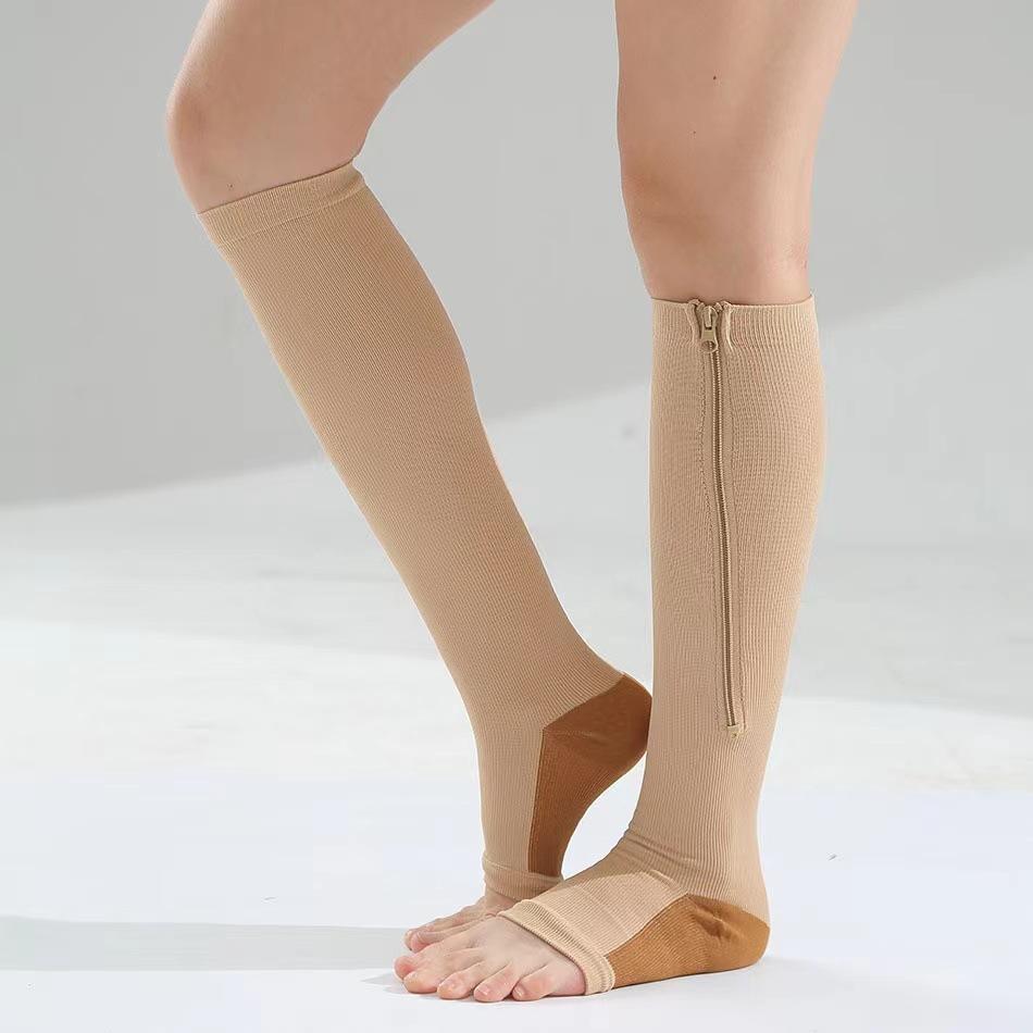 

Zipper socks, compression socks, sports socks, beautiful leg socks, exposed toe socks, slimming legs