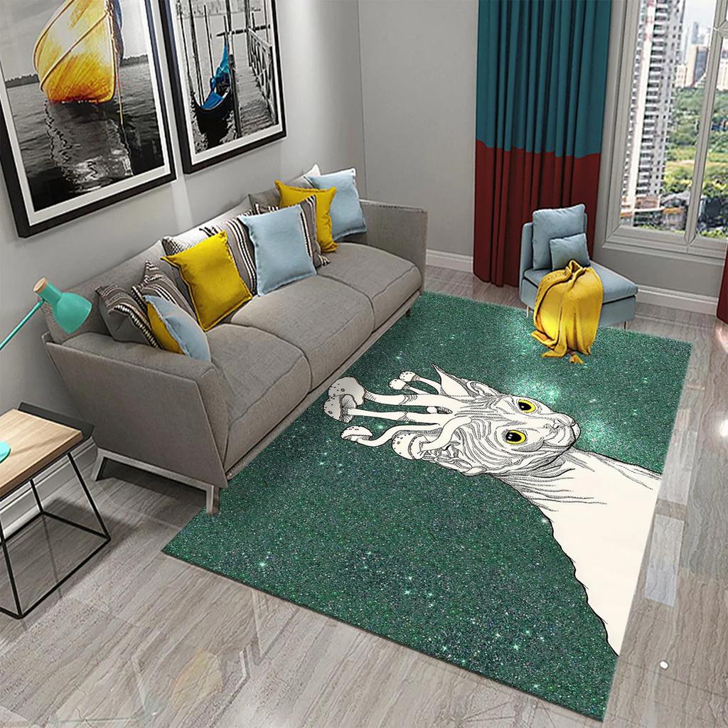 3D Cartoon Niedliche Katze Teppich für Wohnzimmer Badezimmer Kinderzimmer Dekoration Kinder Spielen Krabbeln Weich Rutschfest Bodenmatte Geschenk