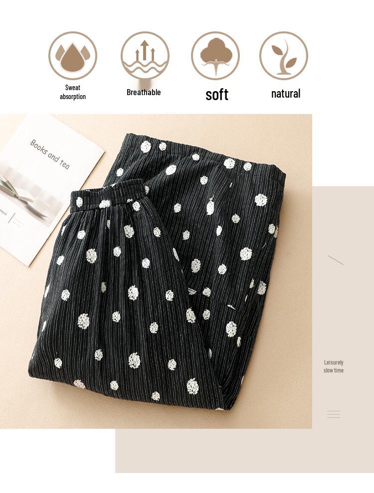 2026 Women's Quilted Polka Dot A-line Skirt - Black Cotton Linen, Thickened for Autumn/Winter