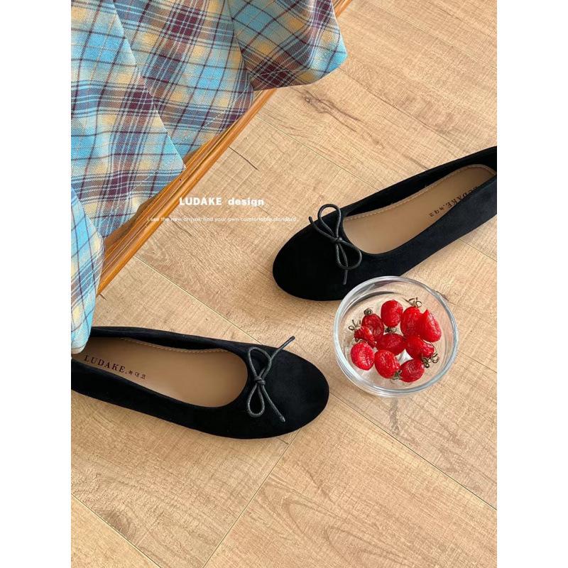 

Daily matching gentle light mouth ballet shoes bow flat bottom ladyshoes leopard print single shoes 40