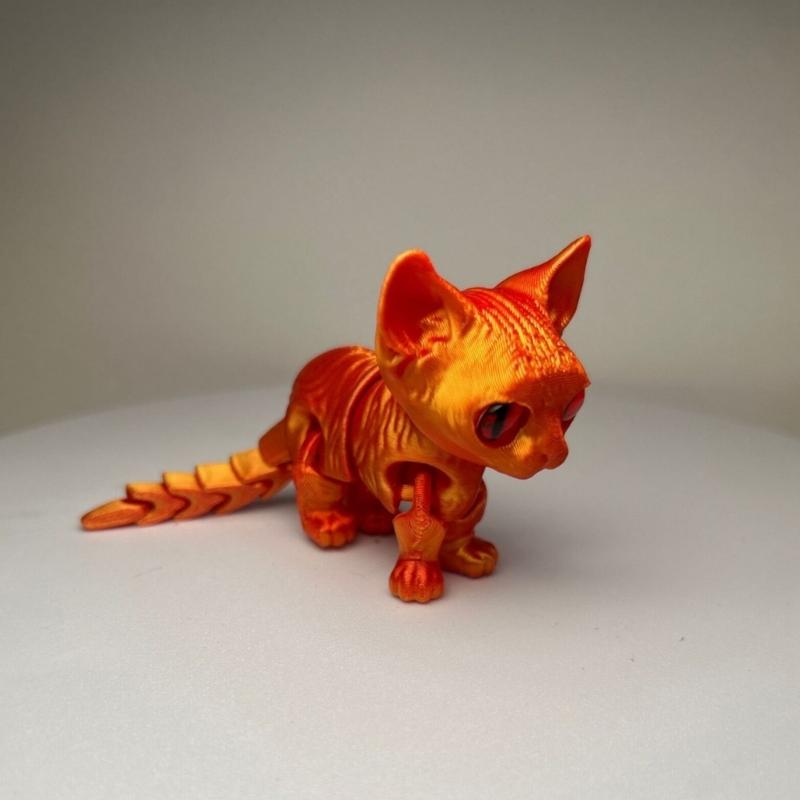 Flexible Joints Articulated Cats Fidgety Toy Desktop Pet Decorations 3D Printed Cats,Realistic Hairless Cats Statues