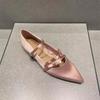 Fashion Gentle Unique Design Satin Mary Jane Flat oes Spring 2025 Pointed Toe  Knot Women's Faion Low Heel Slip-On oes