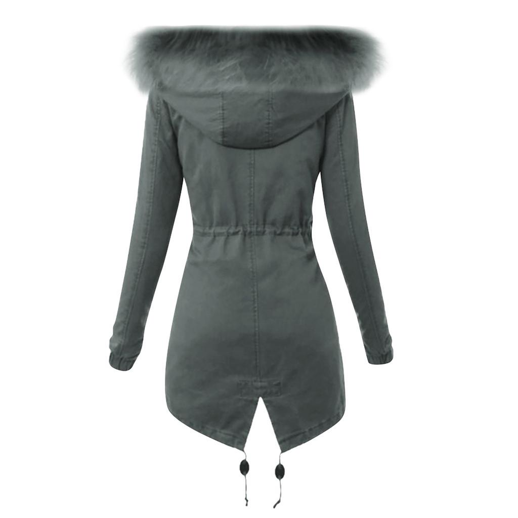 Ladies  Coat Womens Winter Warm Thick Long Jacket Hooded Overcoat