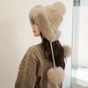 New Winter Warm Mink Hair Woven Fox Hair Ear Protection Fur Hat Female Cute Real Hair Ball Snow Hat