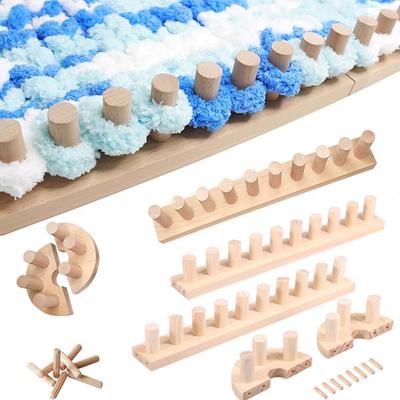 Chunky Blanket Loom Wood Knitting Frame DIY Throw Blanket Adjustable Hand Knitting Yarn Chunky Beginner Friendly Yarn Craft Gift