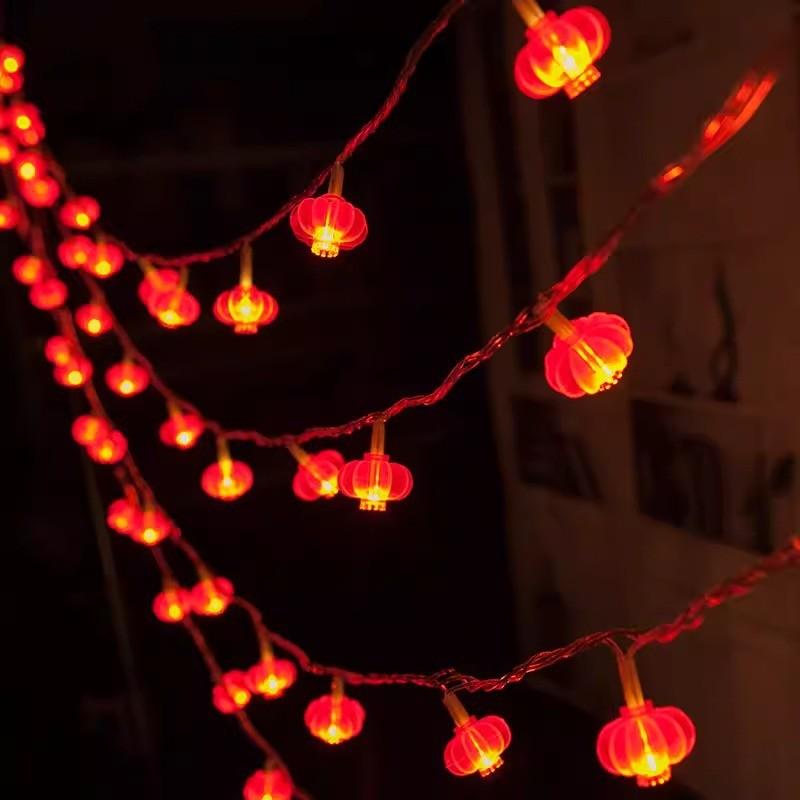 Lucky Character Led String Lights Home Decoration Small Red Lanterns For Holiday