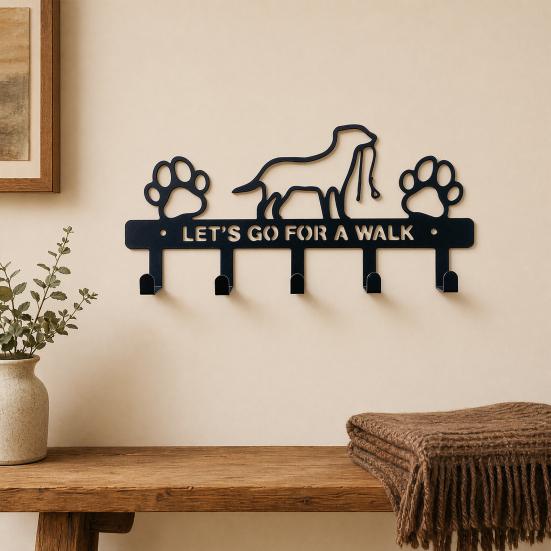 Metal Wall Mount Key Holder, Welcome Home Cat Dog Key Organizer Hook, Decorative Key Hanger Rack for Home Office Entryway