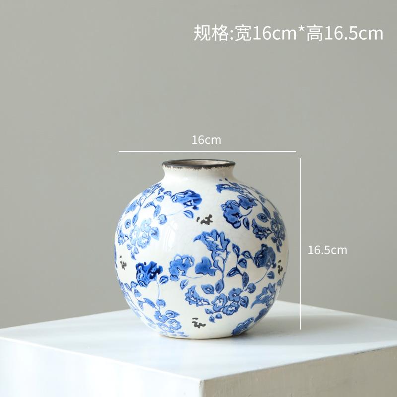 Ceramic Vase Blue and White Porcelain Gourd-shaped Teapot Flower Vase Flower Arrangement Accessories Chinese-style Retro Bottle