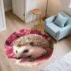 Rose and Hedgehog Pattern Round rug,Carpet Rug for Living Room Bedroom  Playroom ,Non-slip Floor Mat,Holiday Gifts and Birthday Gifts.