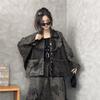 Niche personality trendy cool do old denim fashion suit women's autumn style foreign style loose jacket crotch pants two-piece set trendy