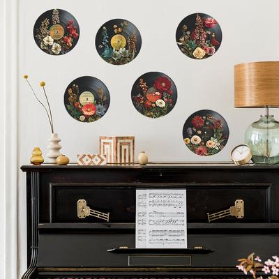 Kreative Relief-Blumen-Schallplatten-Aufkleber zur Dekoration und Verschönerung von Wohnzimmer und Musikzimmer