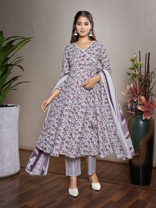 Women Cotton Blend Kurta Pant Dupatta Set Indian Pakistani Salwar Kameez Party Wear Kurti