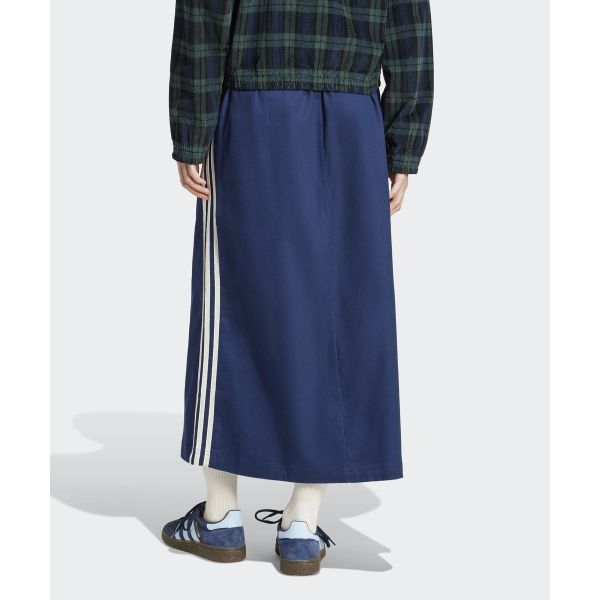 Adidas Originals Midi Cotton Twill Logo Pattern Mid-Rise Outdoor Casual Long Skirt Women Skirts Night-Indigo IX1039