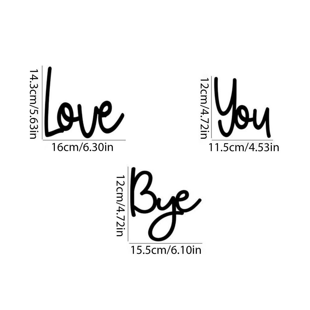 Love You Bye Wood Script Sign Plaques Set for Home Door Hallway Family Wall Art Hanging Decoration Valentines Day Gift