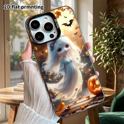 Phone Case: 2D Flat Design for iPhone 13 Pro To 18, Colorful Silver Protective Case, Couple Style, White-haired Ghost Girl, Perfect Gift for Christmas