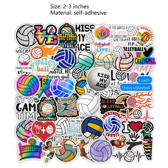 50Pcs Eye-catching Widely Use Attractive Volleyball Theme Decorative Waterproof Skateboard Decal Refrigerator Sticker