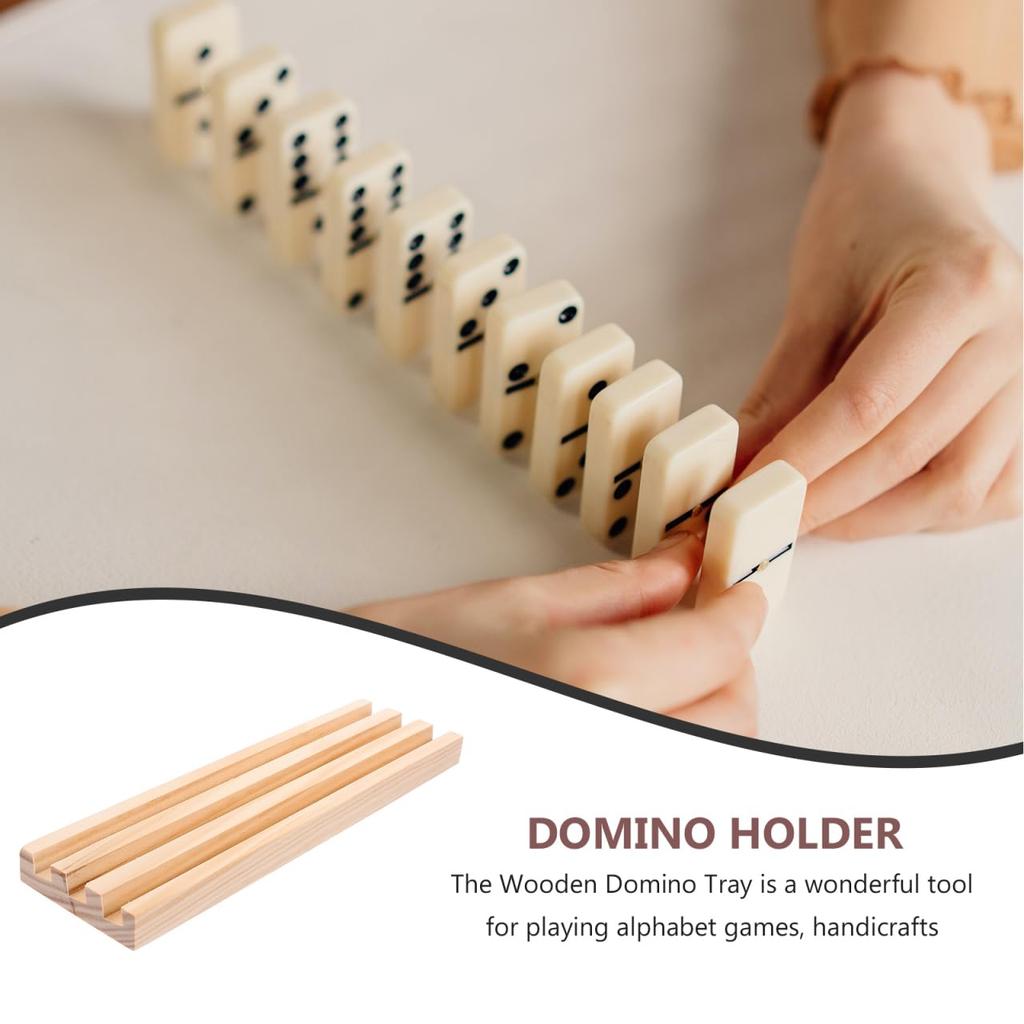 NOLITOY Domino Rack, Set of 4, Wooden Domino Stand Holder, for Dominoes, Mahjong Tiles, Playing Cards, Games, Organization, Display, 25cm