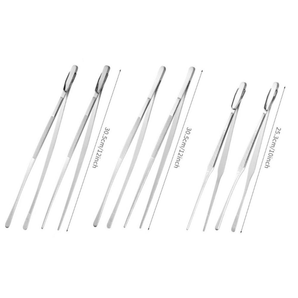 10/12Inch Food Tweezer With Hook Non-Slip Barbecue Grill Tongs Multifunctional Stainless Steel BBQ Steak Clip