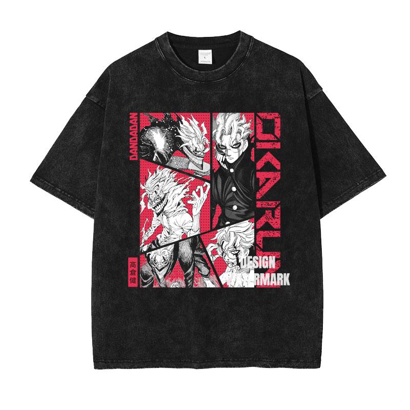 Anime DDandadan TShirt Vintage Washed Takakura Ken TShirts Dan Da T Shirt Harajuku Seiko Turbo Granny Momo Dan Tops Tees Unisex