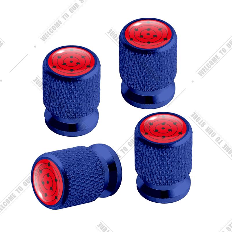 Car CNC Aluminum Sharingan Eye Japanese Anime Emblem For Suzuki Infiniti Toyota Honda 4pcs Tire Valve Air Port Stem Cover Caps