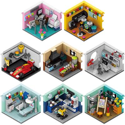 Moderne Stadtstraßenansicht Mini-Studio Mikro-Architektur Modell Bausteine Zimmer-Sets Steine Modell Zusammenbau Kinder Spielzeug Geschenke
